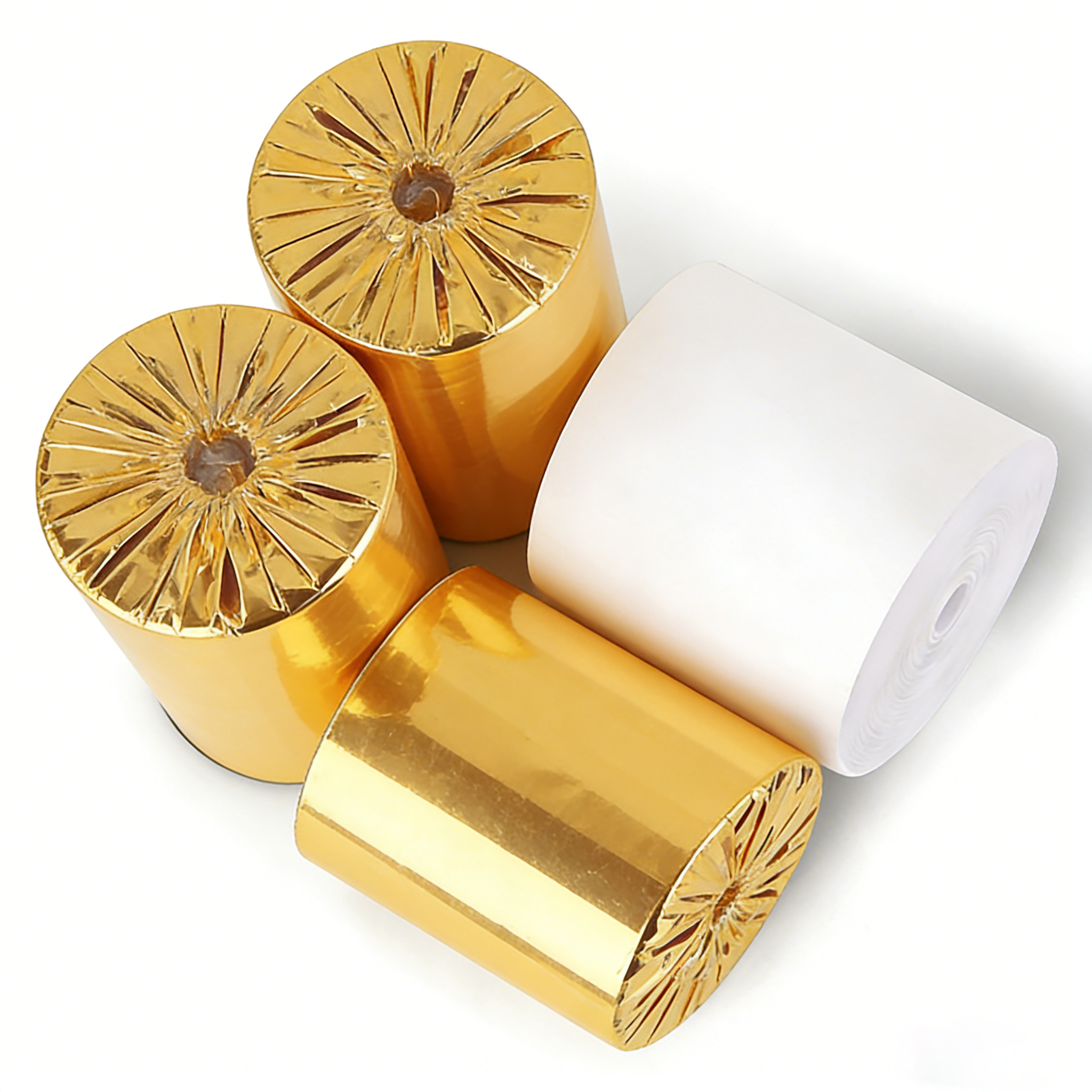 3 1 /8" Gold Foil Film Packaging 80x70mm Thermal Paper Rolls 